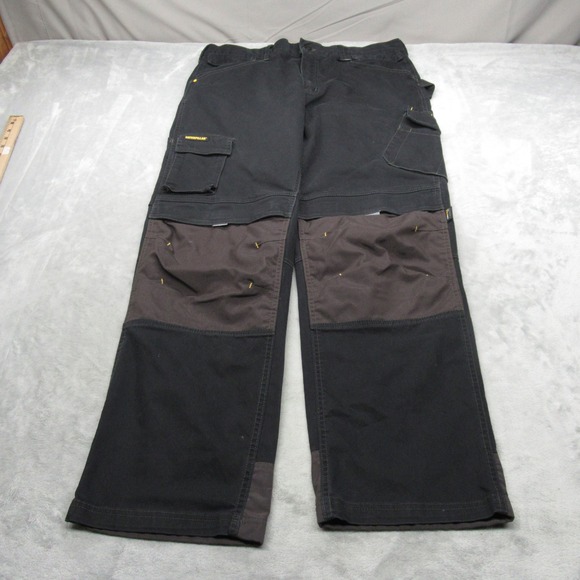 CAT Work Pants Mens 36x31 Black Carpenter Cordura Double Knee Pad Holder Roofing - Picture 2 of 16